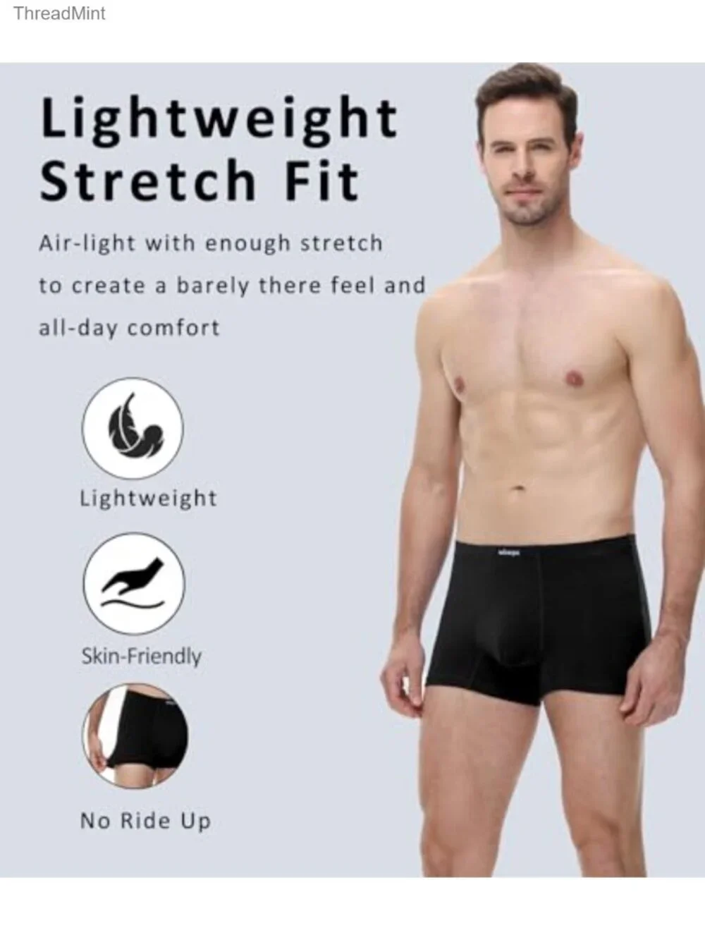 Men's Cotton Trunks Underwear Short Leg Boxer Briefs 4 Pack No Fly